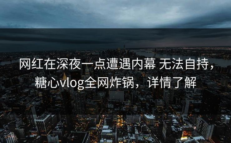 网红在深夜一点遭遇内幕 无法自持，糖心vlog全网炸锅，详情了解